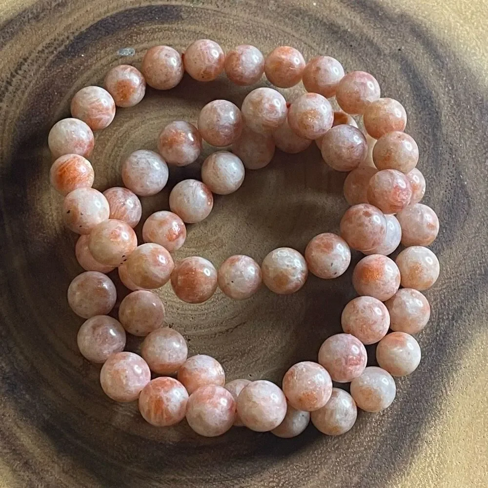 Sunstone stretch beaded bracelet 7” crystal healing beads 10mm Norse Viking